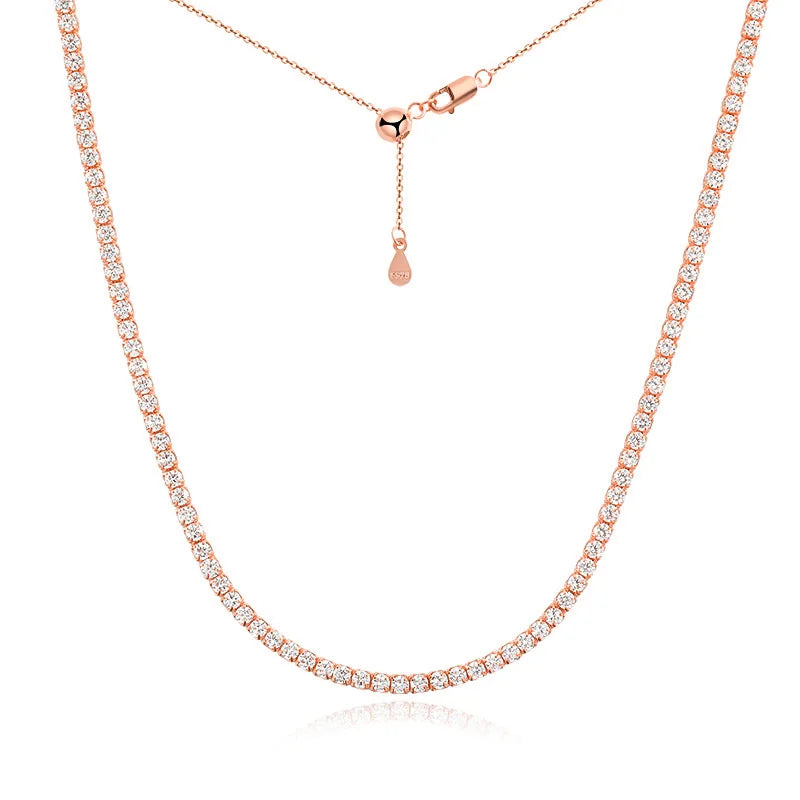 ROBUKFC Moissanite Tennis Necklace Sterling Silver Plated