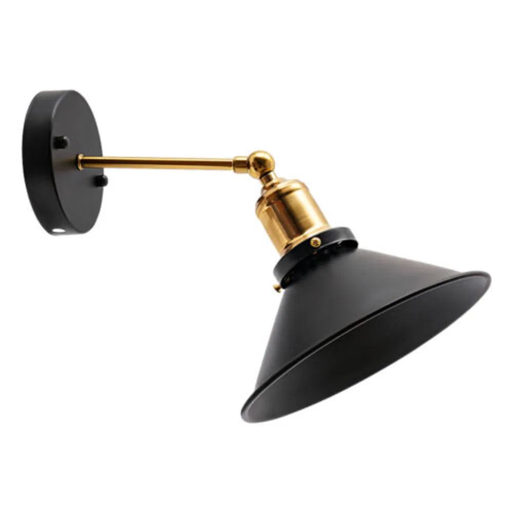 Bymaocar LED Indoor Lamp Antique Wall Mounted Lamp Sconce E27 with Metal Iron Cone Lampshade Novelty Light Daily Home Lighting