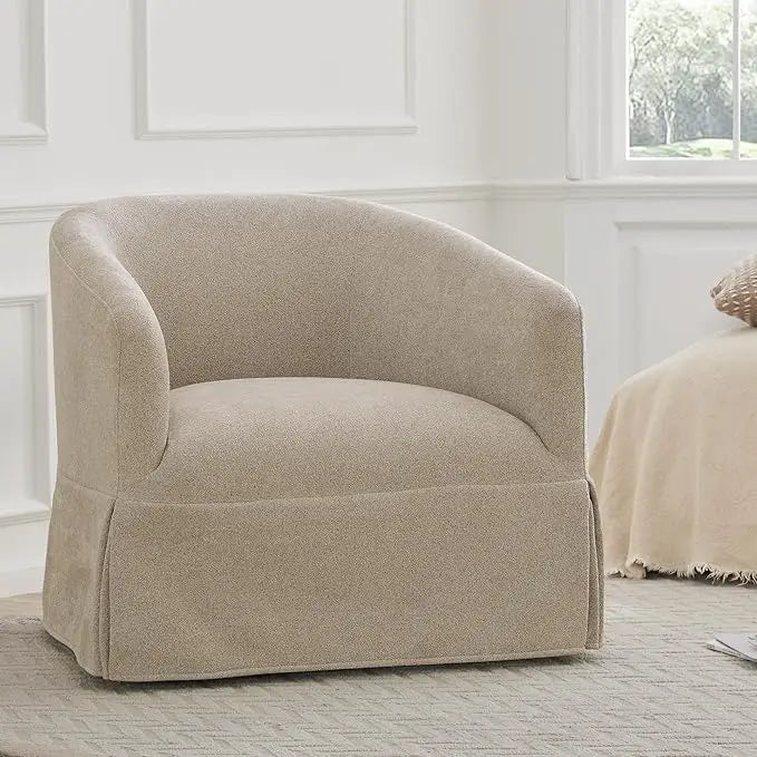 OEING Swivel Chair 360 Degree Upholstered Barrel Armchair