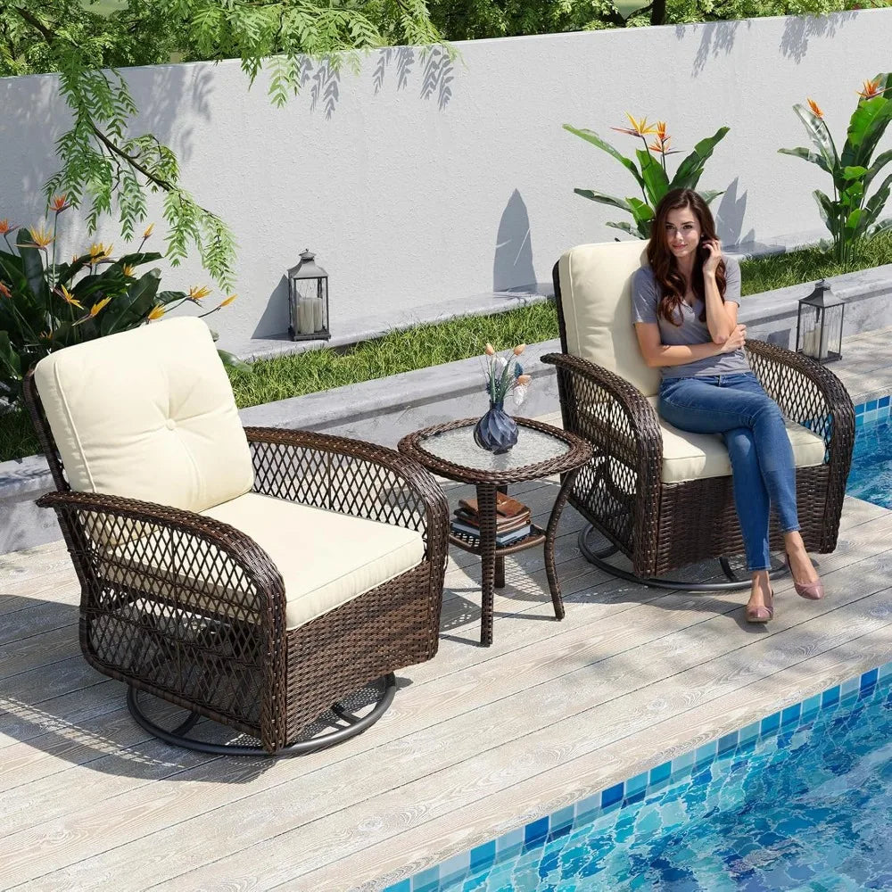 MKDK 3 Piece Patio Furniture Set Wicker Outdoor Bistro