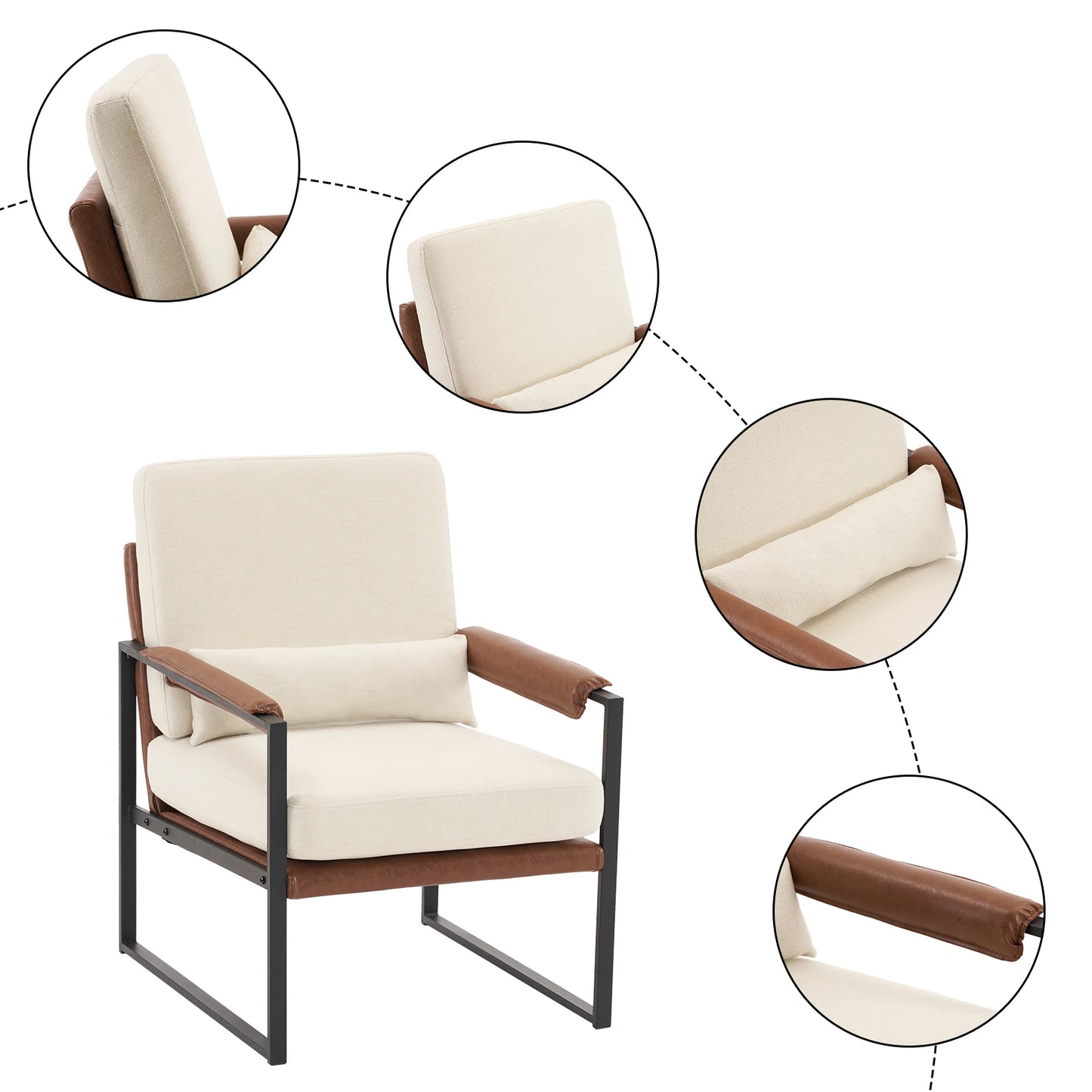 General Use Single Iron Frame Chair With Soft Leather Cover