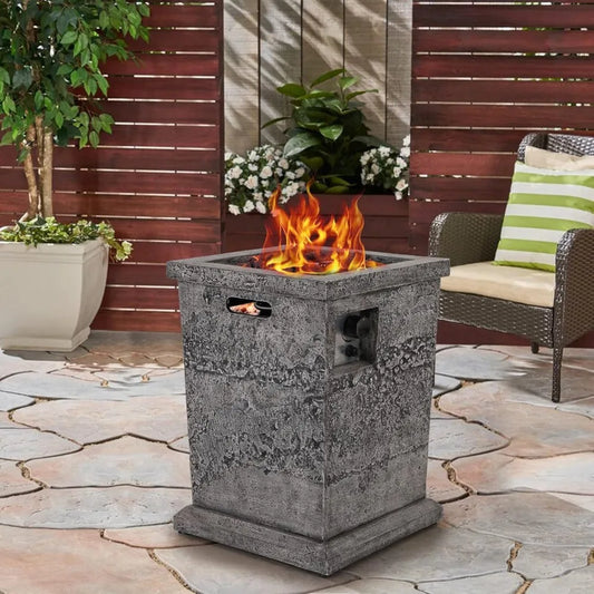 PHI VILLA Square Patio Gas Fire Pit Table 30000 BTU