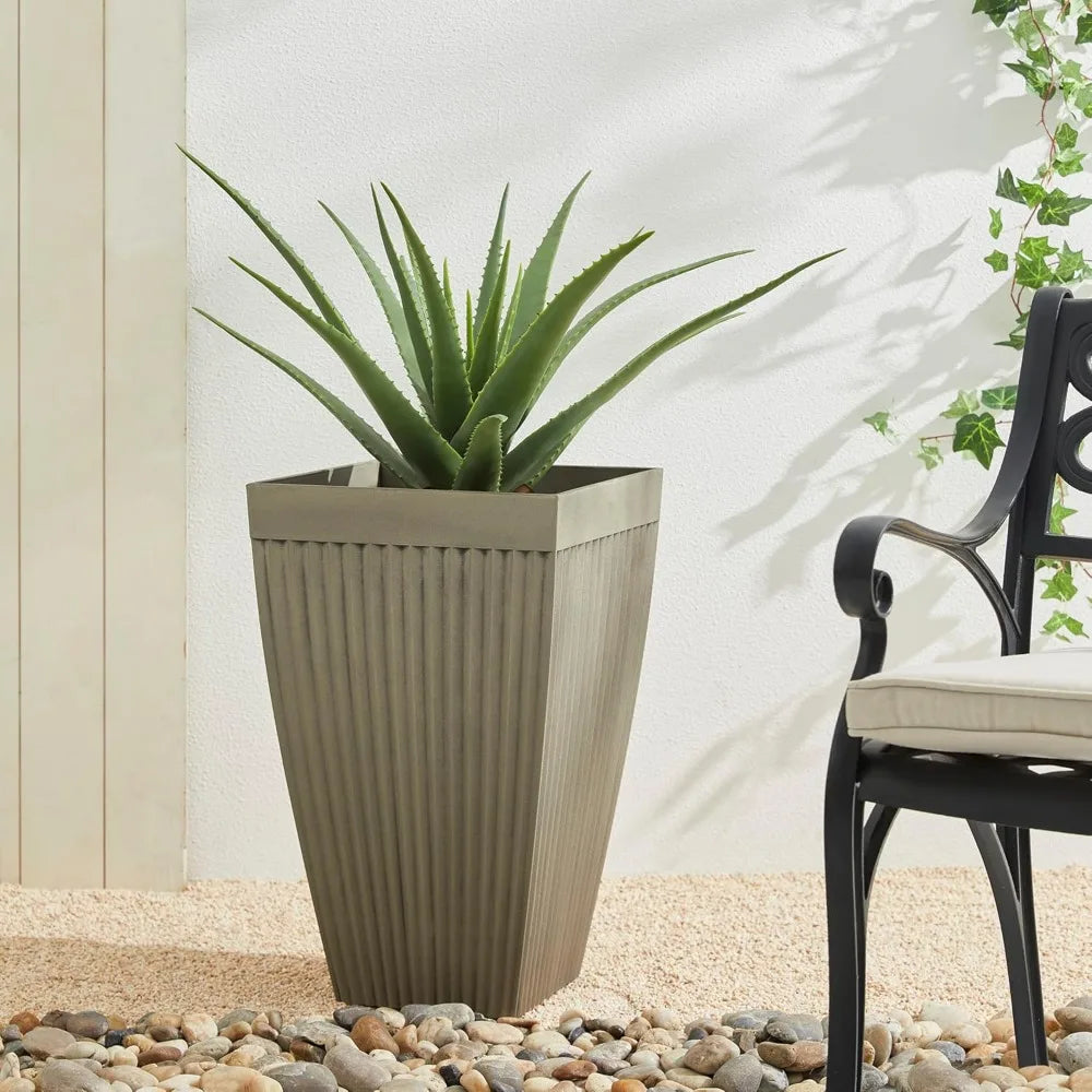 DAFIFY Set of 2 Garden Outdoor Planter Pots Faux Concrete