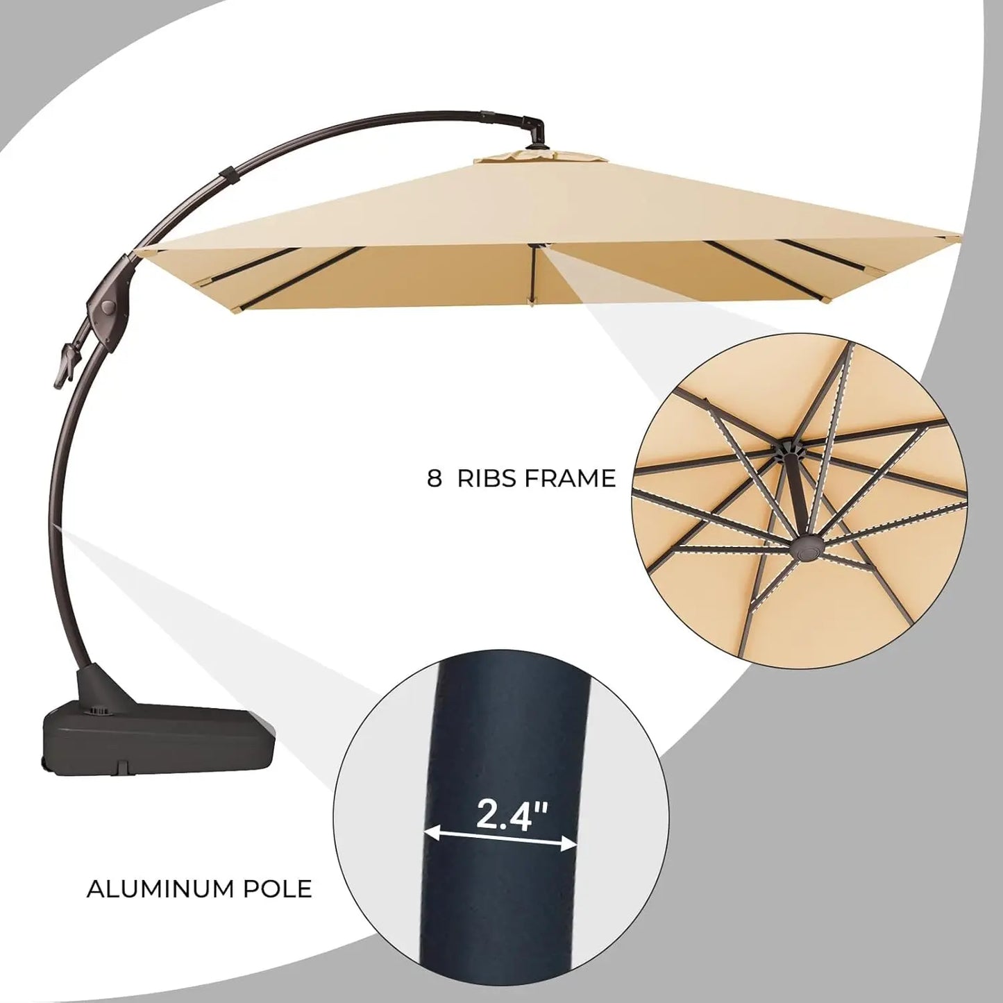 Grand Patio Square Cantilever Umbrella With Base Included