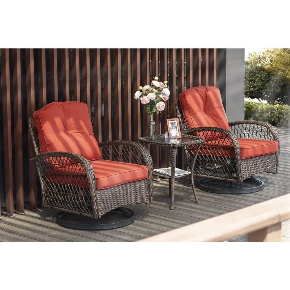 MKDK Patio Furniture Set Outdoor Wicker Bistro Rockers