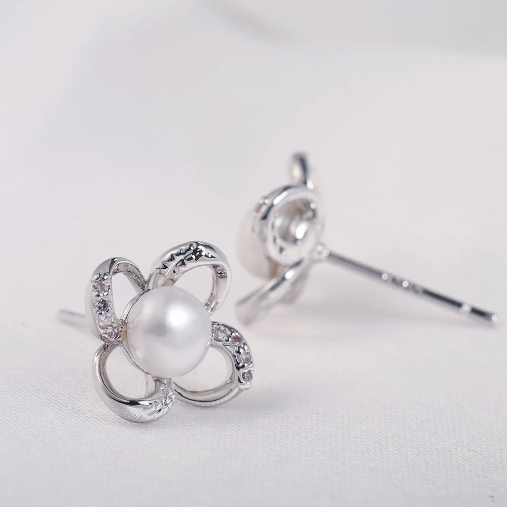 Natural Freshwater Pearl 925 Sterling Silver High Jewelry Set Twisted Geometric Stud Earring Pendant Necklace for Women US Stock