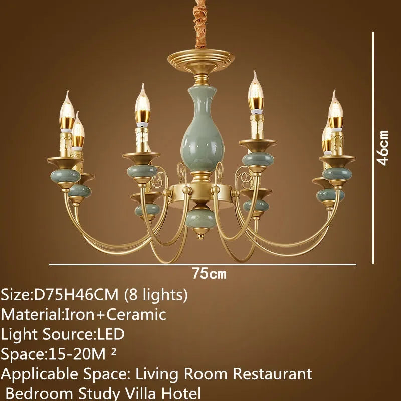 OUFULA European Candle Chandelier Led Pendent Lamp Fixture