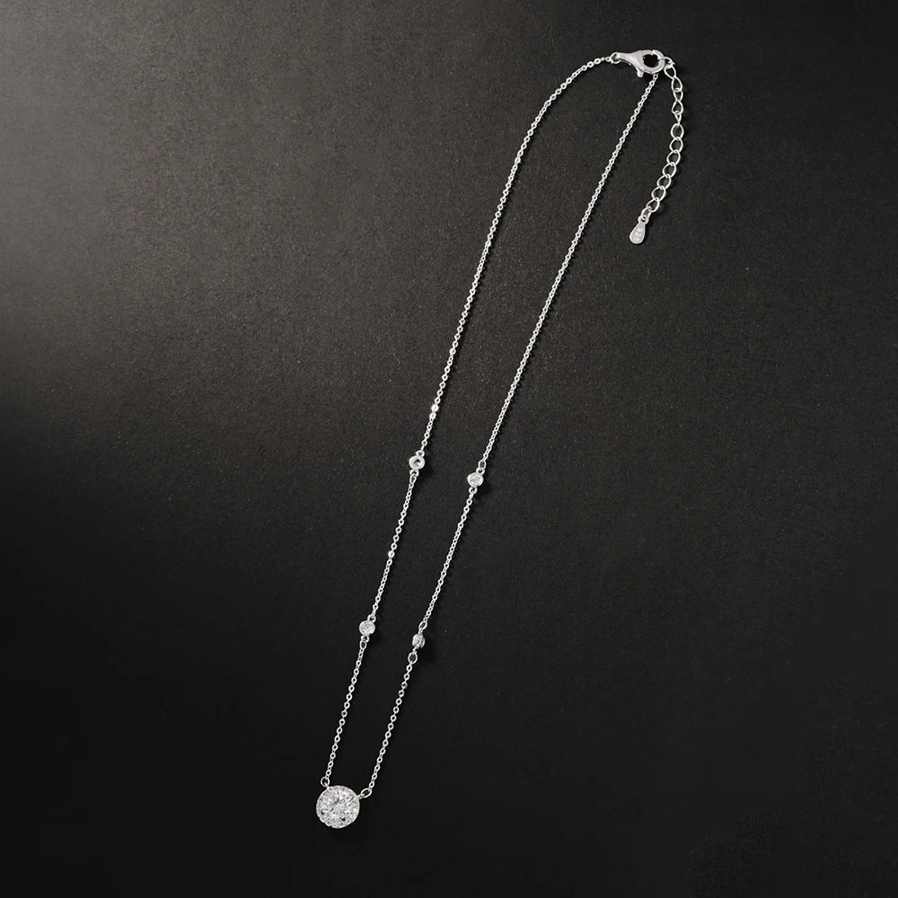 GRA Moissanite Necklace Sterling Silver Pendant For Women