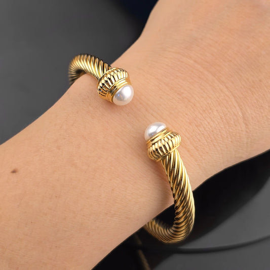 Sweet Blossoms Haven Stainless Steel Cable Bracelet
