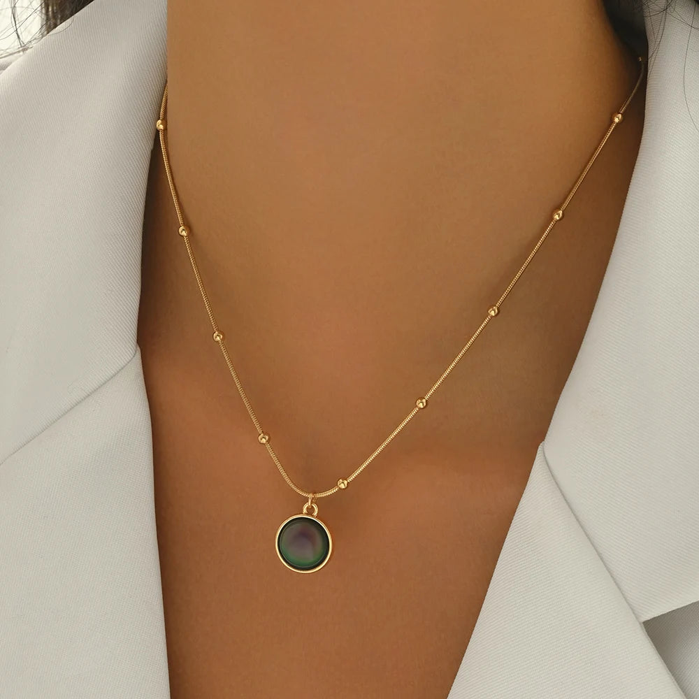 AUKYGGUSCN Mood Responsive Necklace Stainless Steel Resin
