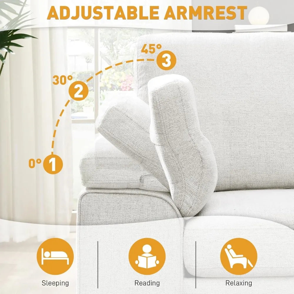 Color Modern Chenille Sofa Loveseat With Adjustable Armrests