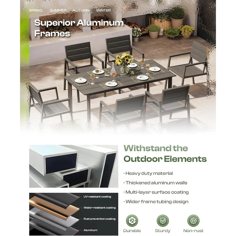 ANGDUO 7 Piece Outdoor Patio Dining Set Aluminum HDPS