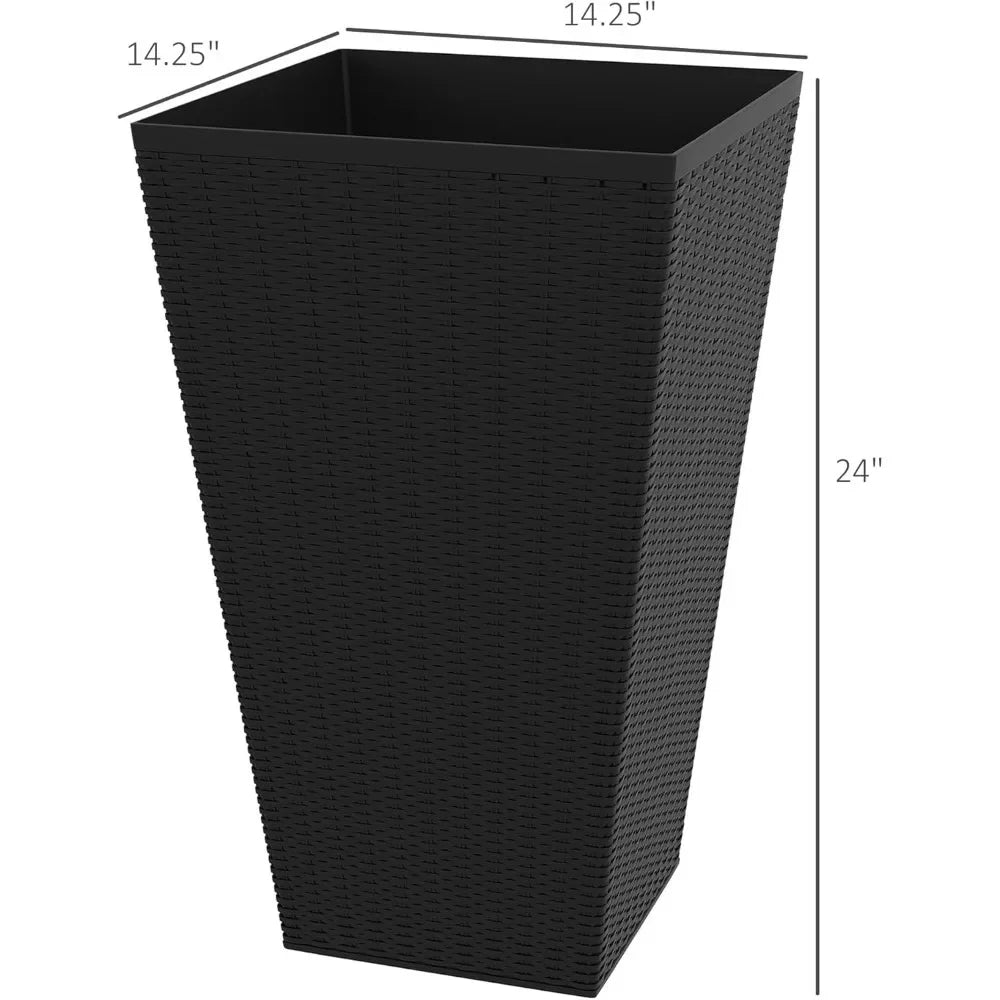 Set of 3 Tall Planters with Drainage Hole Indoor Flower Pots for Porch Front Door Entryway 24 Inch Outdoor Plant Pots