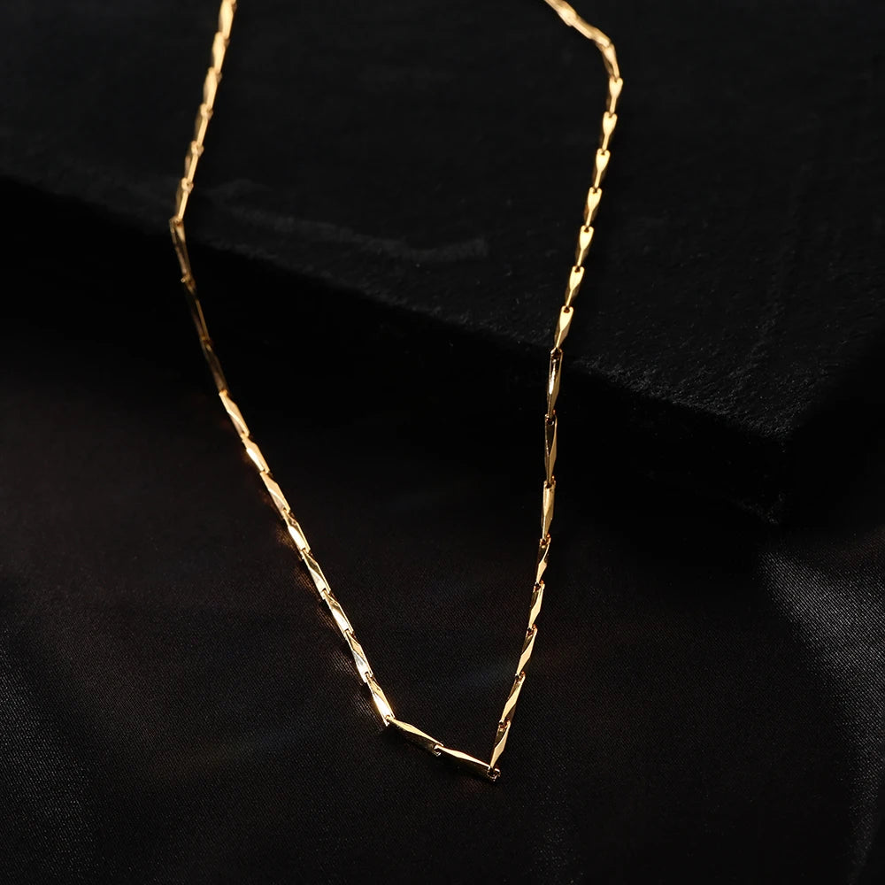 18K Gold Plated Punk 2mm Chain Necklaces 925 Sterling Silver Hiphop/Rock Link Chain Jewelry For Women Girl Gifts Ships from USA