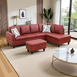 Sweet Blossoms Haven Modern L Shaped Sectional Sofa Ottoman
