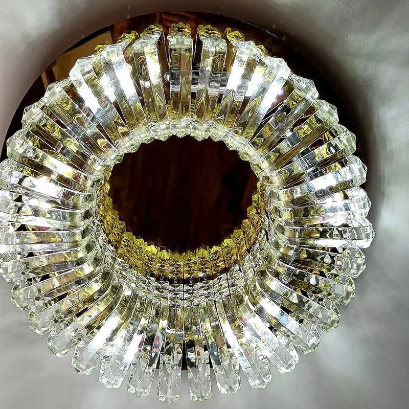 BleakNight Crystal Glass Round Ceiling Chandelier Modern Led