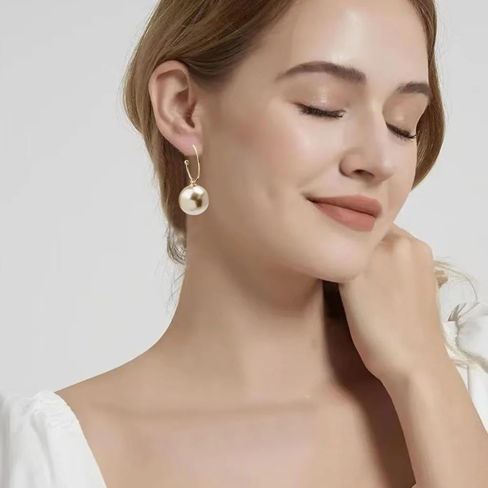 Sweet Blossoms Haven Pearl Hoop Earrings Gold Plated