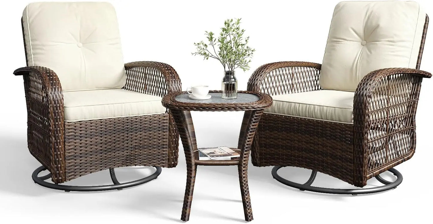 MKDK 3 Piece Patio Furniture Set Wicker Outdoor Bistro