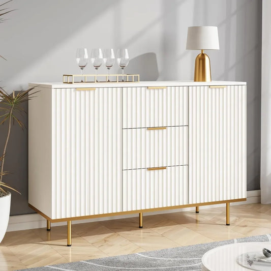 General Use Fluted Sideboard Cabinet With Doors And Drawers