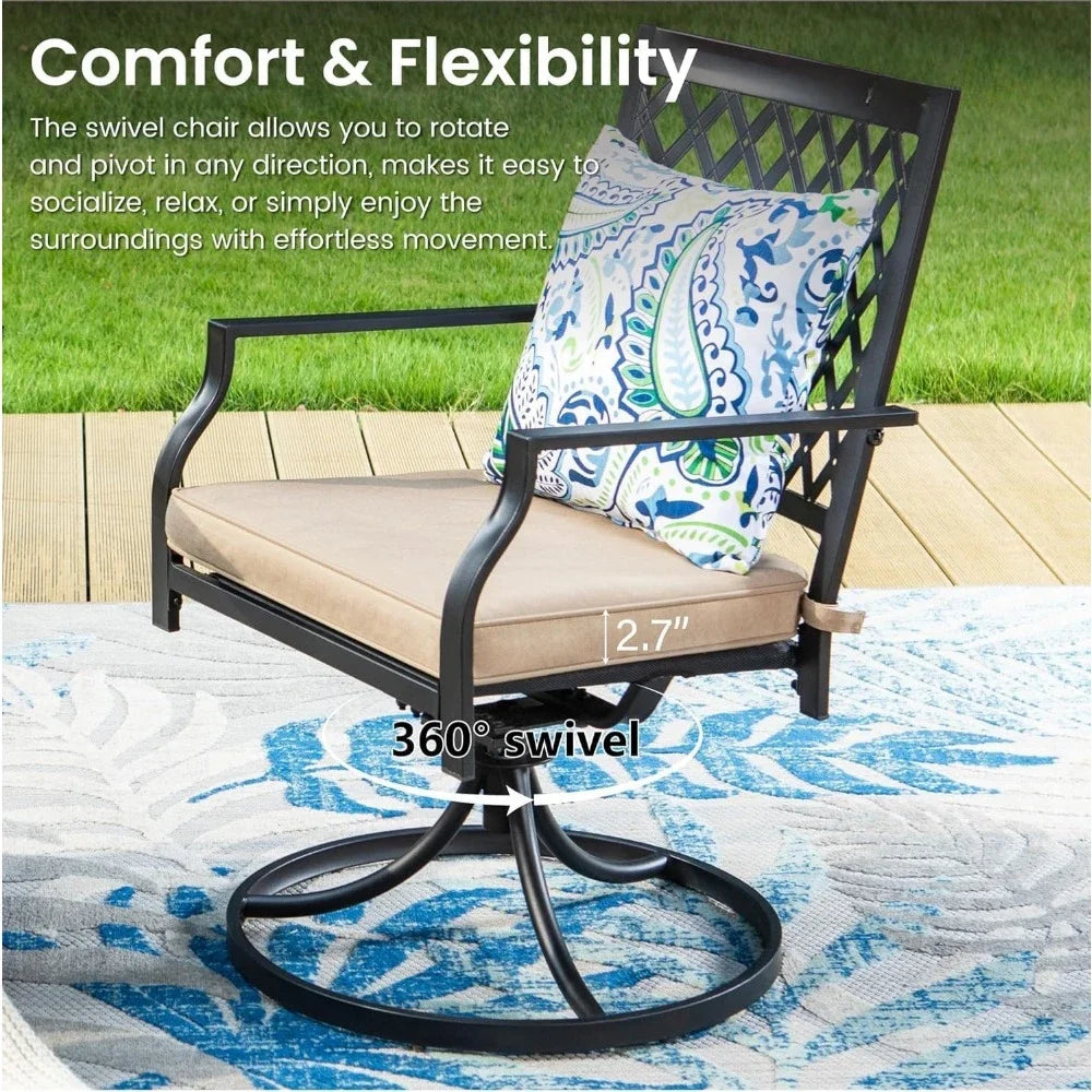 ANGDUO Outdoor Metal Swivel Chairs Set of 2 for Patio