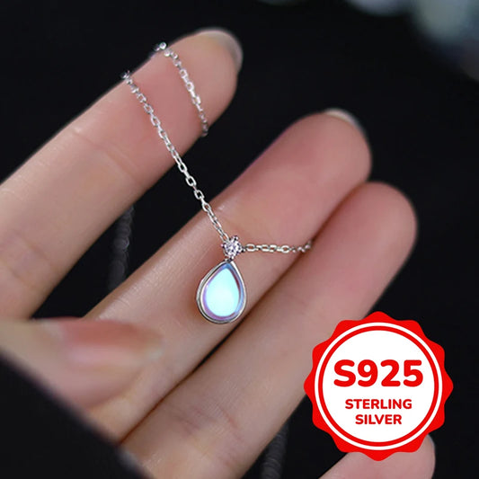 s925 sterling silver mermaid water drop necklace for women light luxury classic elegant fashion retro simple casual daily life