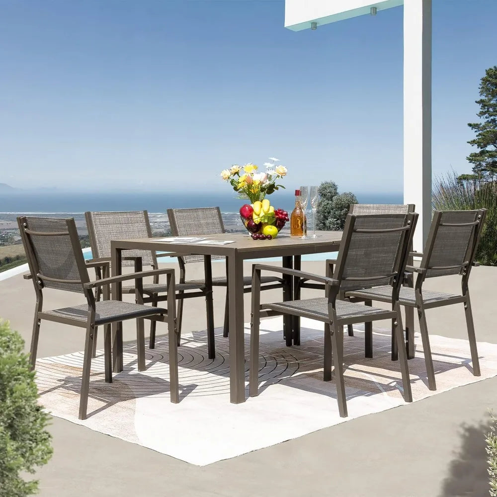DAFIFY 7 Piece Patio Dining Set Outdoor Table Chairs