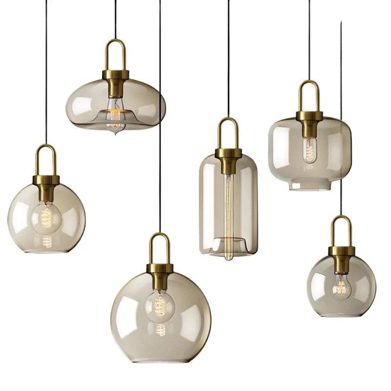 Oboerthurck Modern Glass Pendant Light Loft Industrial Lamp