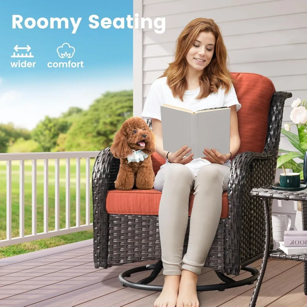 Angduo Outdoor Swivel Rocker Chair Set Of 2 Wicker Glider
