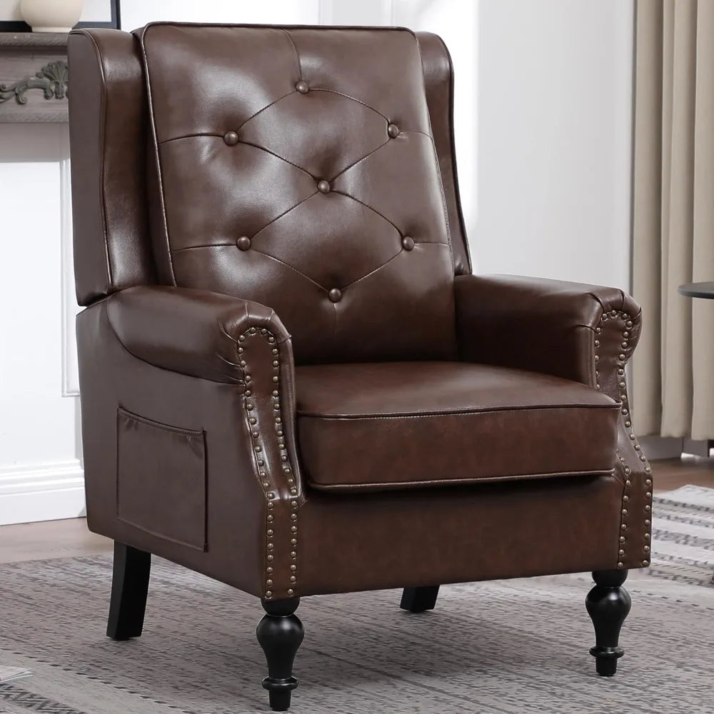 Color Wingback Leather Armchair Modern Accent Chair