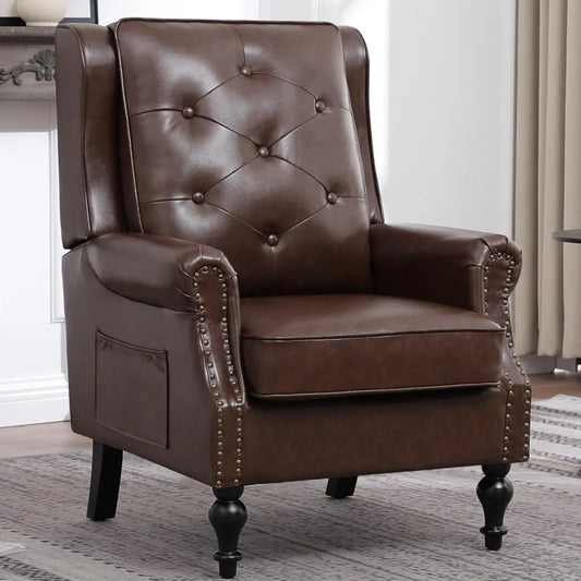 Color Wingback Leather Armchair Modern Accent Chair