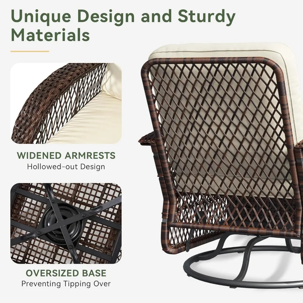 MKDK 3 Piece Patio Furniture Set Wicker Outdoor Bistro
