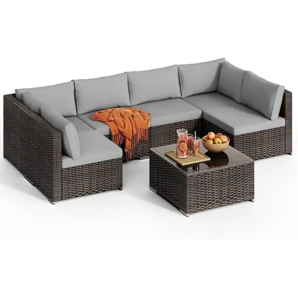 General Use Outdoor PE Rattan L Shape Patio Sectional Sofa