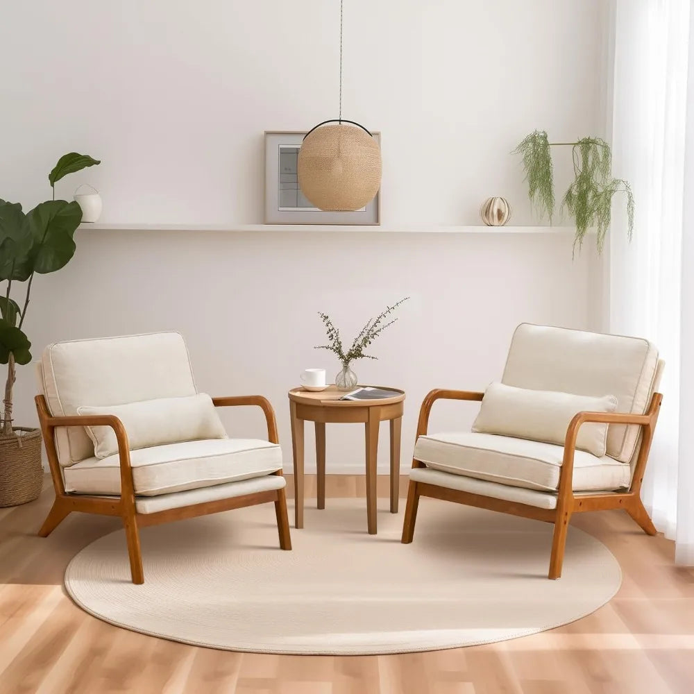 Guangbai Modern Linen Living Room Chairs Set of Two