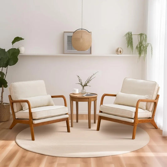 Guangbai Modern Linen Living Room Chairs Set of Two