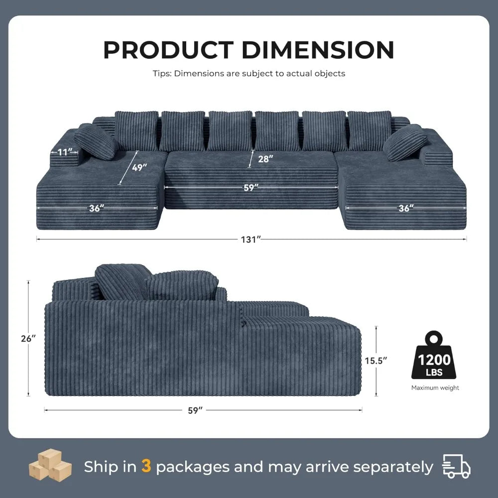 Sweet Blossoms Haven U Shaped Sectional Sofa With Chaise