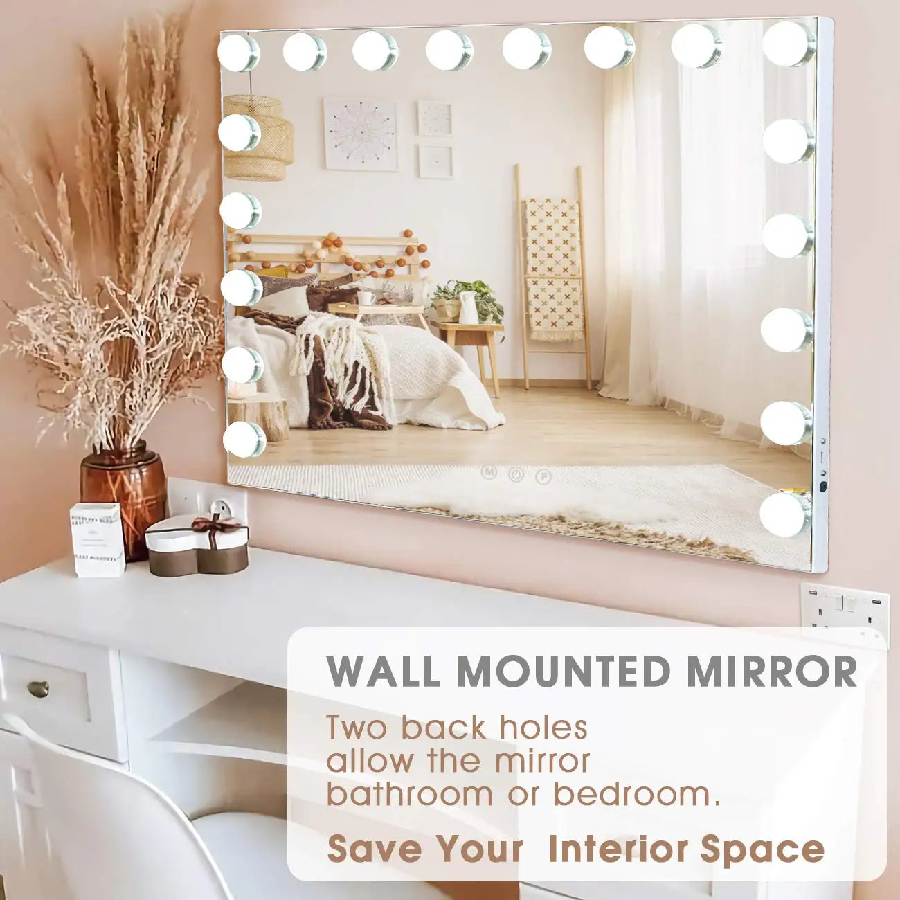 Hollywood Makeup Mirror 18 LED USB Port 3 Lighting Modes