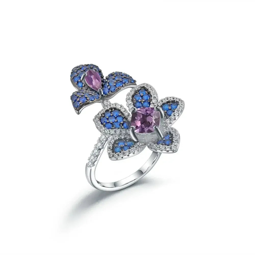 GEM'S BALLET 925 Sterling Silver Adjustable Ring Amethyst