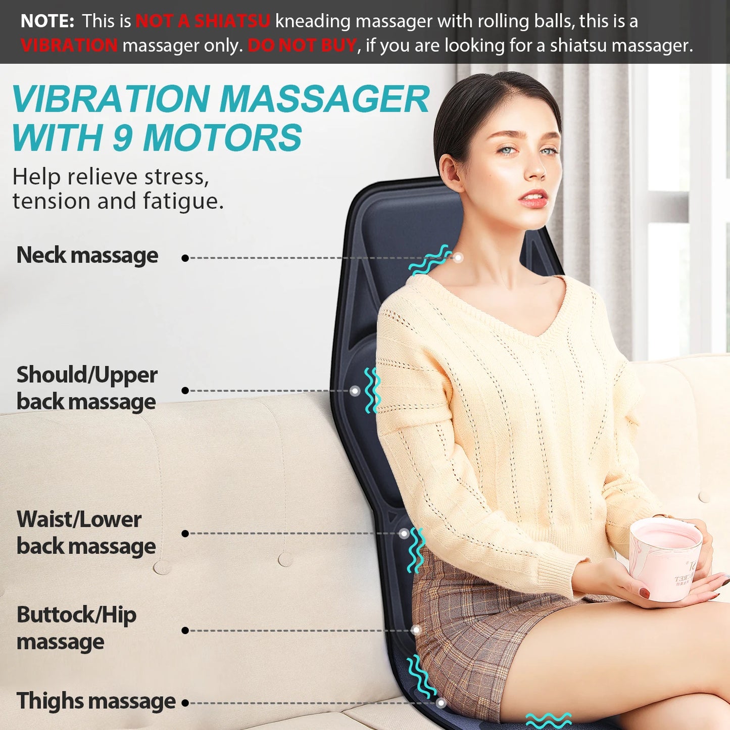 AIVEISI Heated Massage Seat Cushion With Lumbar Support
