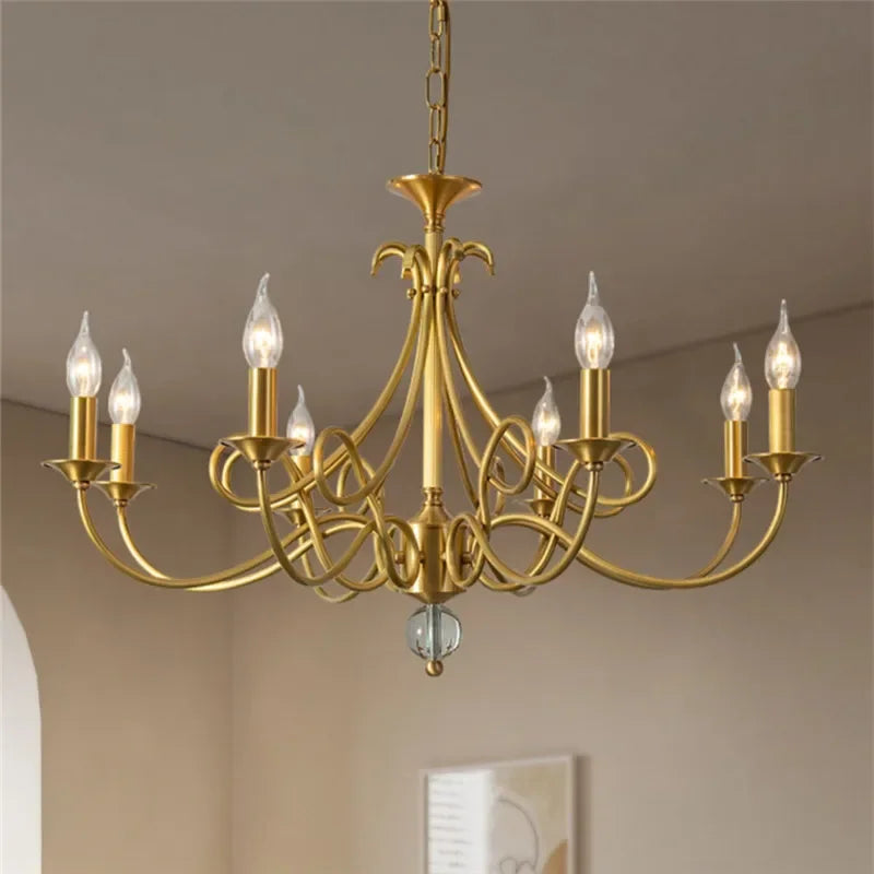 OUFULA Dorian Village Brass Chandelier LED Pendant Lamp