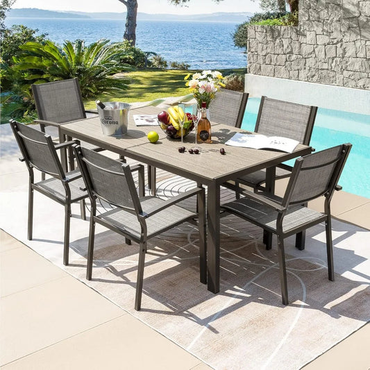 DAFIFY 7 Piece Patio Dining Set Outdoor Table Chairs
