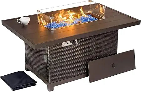 Outdoor Propane Fire Pit Table 50,000 BTU Aluminum Tabletop
