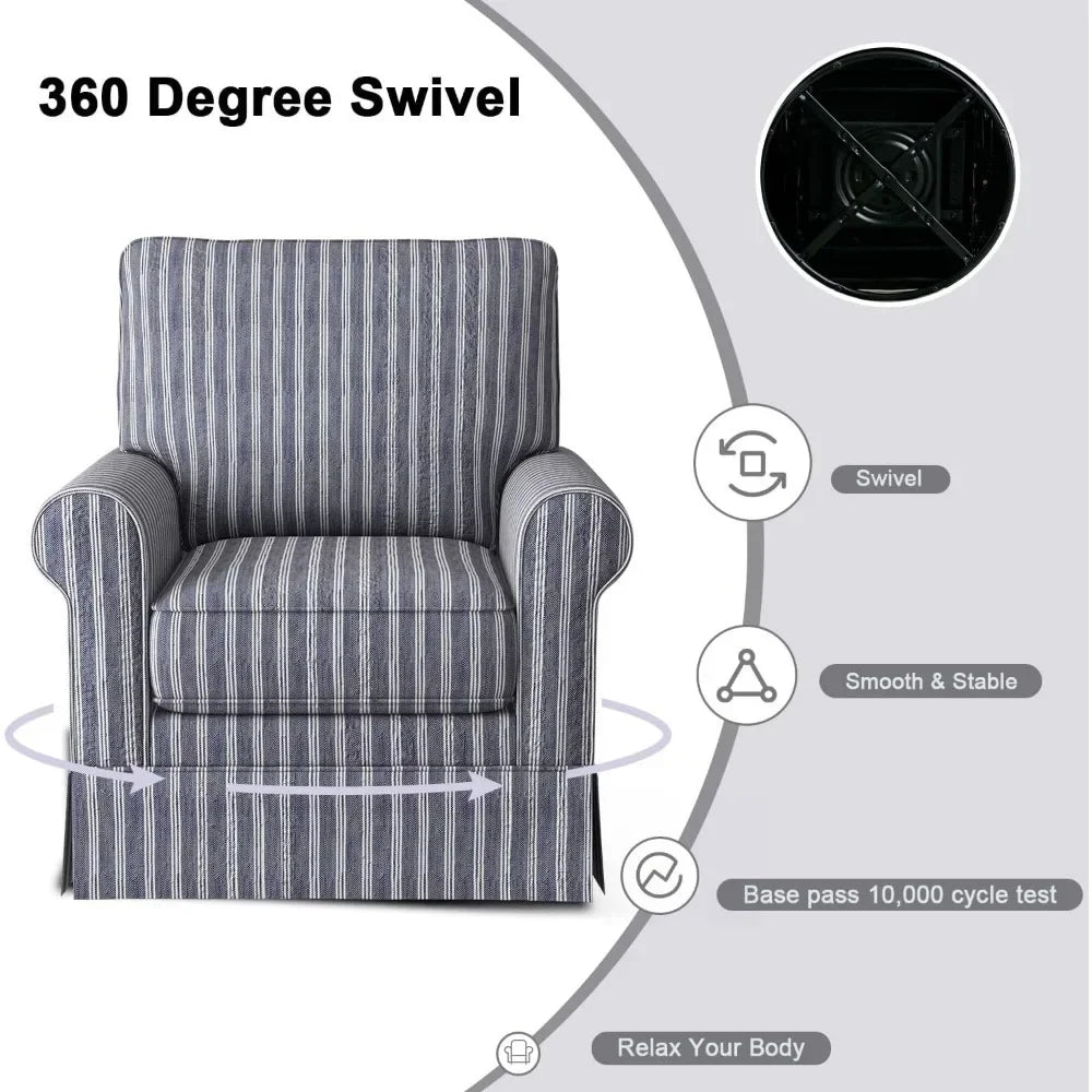 Sweet Blossoms Haven Swivel Barrel Chair Linen Mid Century