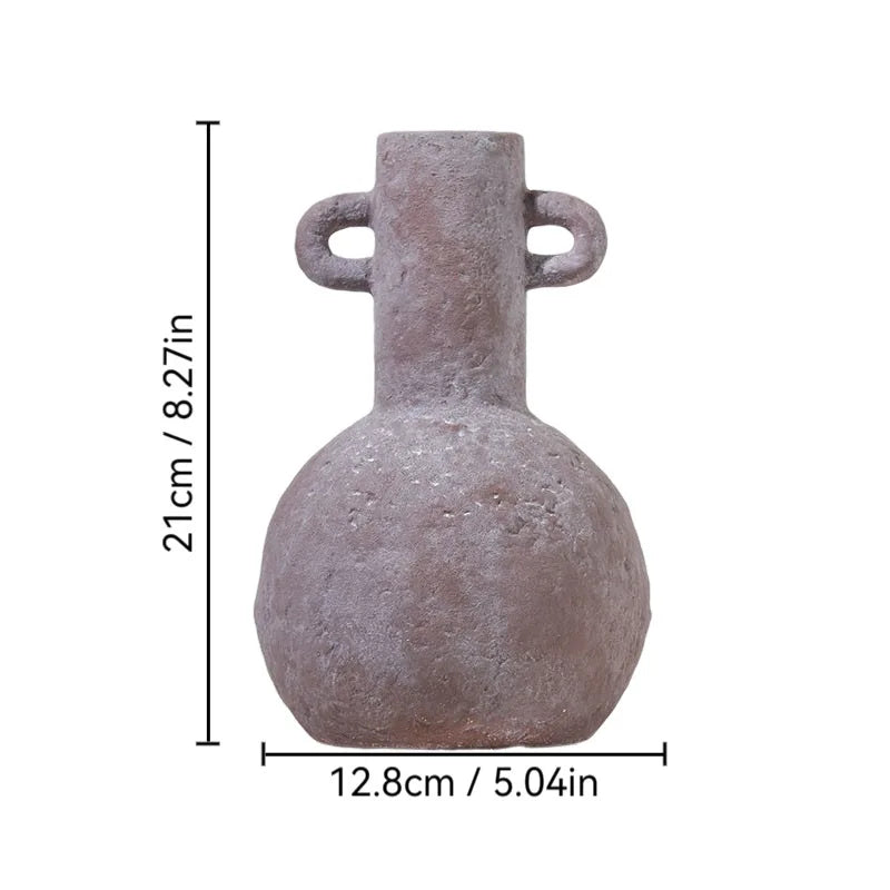 Function Retro Ceramic Vase Hand Made Grain Pottery Decor
