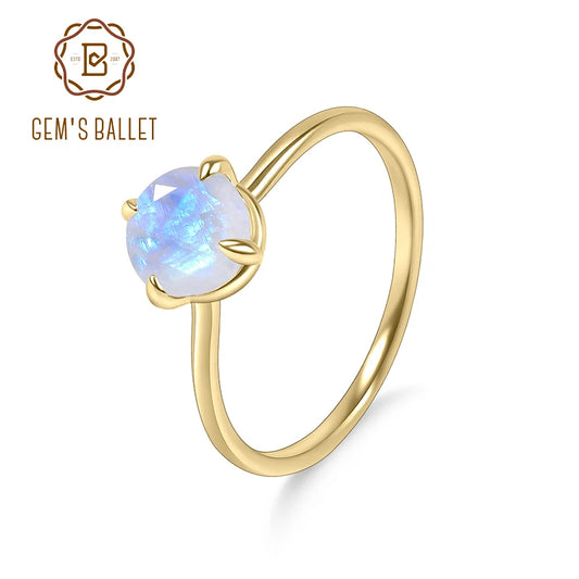 GEM'S BALLET Moonstone Ring 1.03ct 18K Gold Plated Prongs