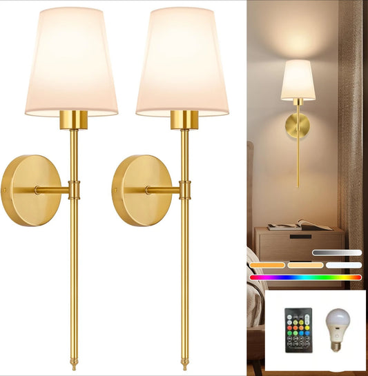 WADBTY Nordic Battery Operated RGB Wall Sconces 2 Piece Set