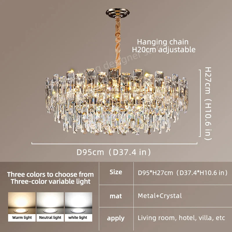Yingxuan Loft Pendant Crystal Chandelier For Dining Room