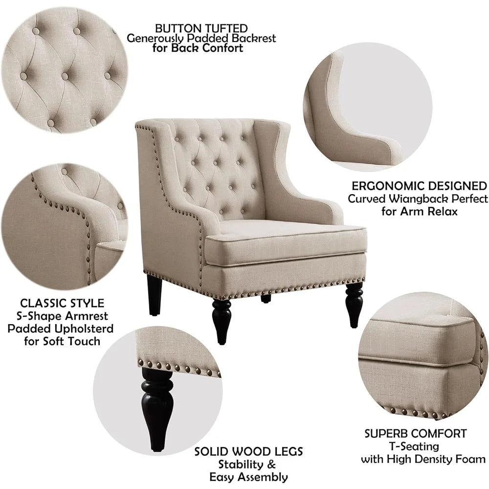 DAFIFY Amelia Modern Wingback Armchair Reading Sofa