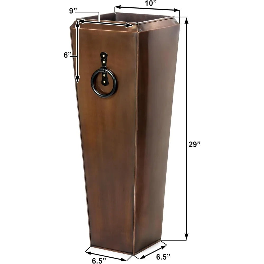 H Potter Tall Outdoor Planters Copper Large Flower Pots Indoor for Patio Balcony Garden Deck Front Porch Entryway with Tray (Ant