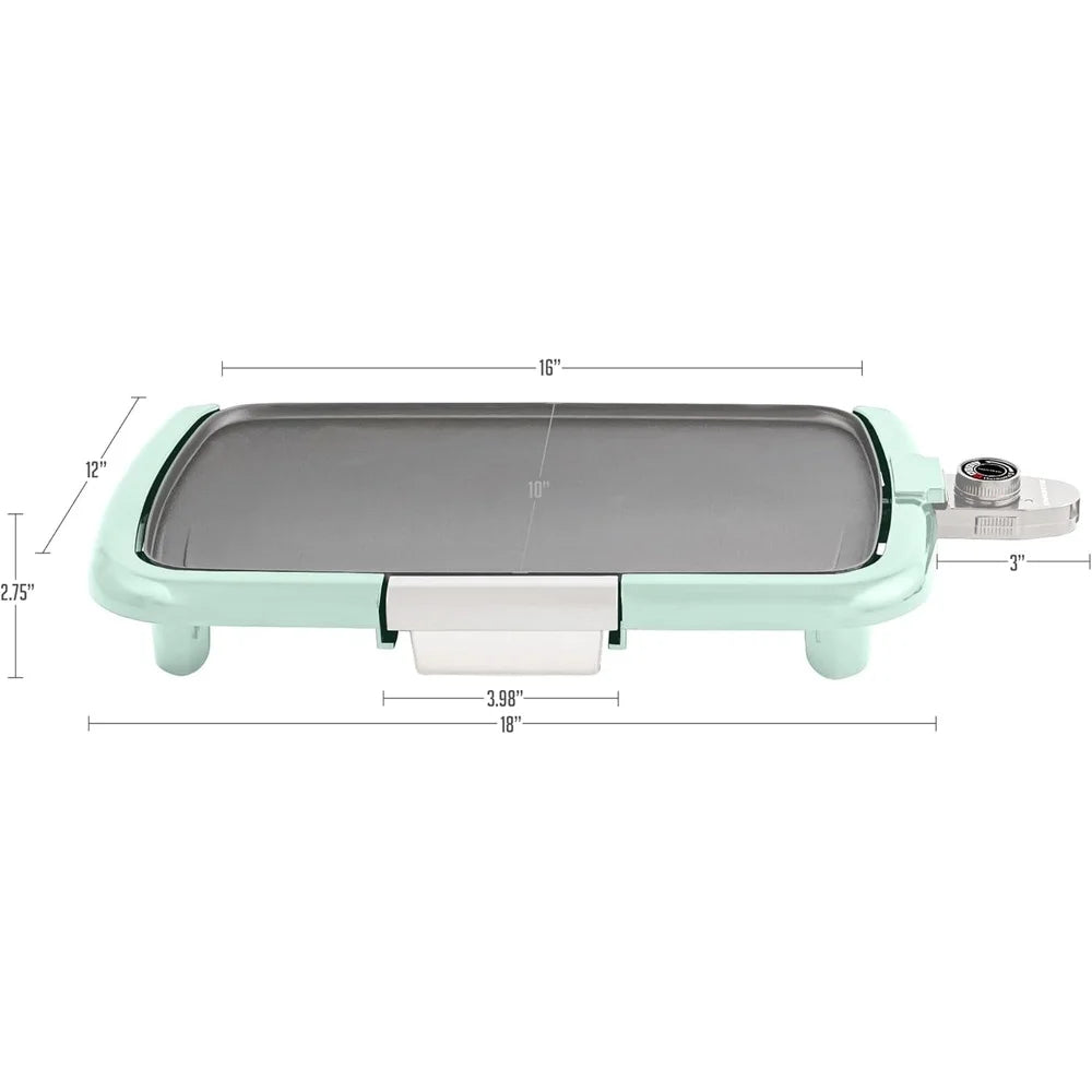 Electric Griddle Non-Stick Cooking Surface 16 x 10 Inch Adjustable Thermostat Indoor Grill Easy Cleanup Perfect Pancakes Eggs