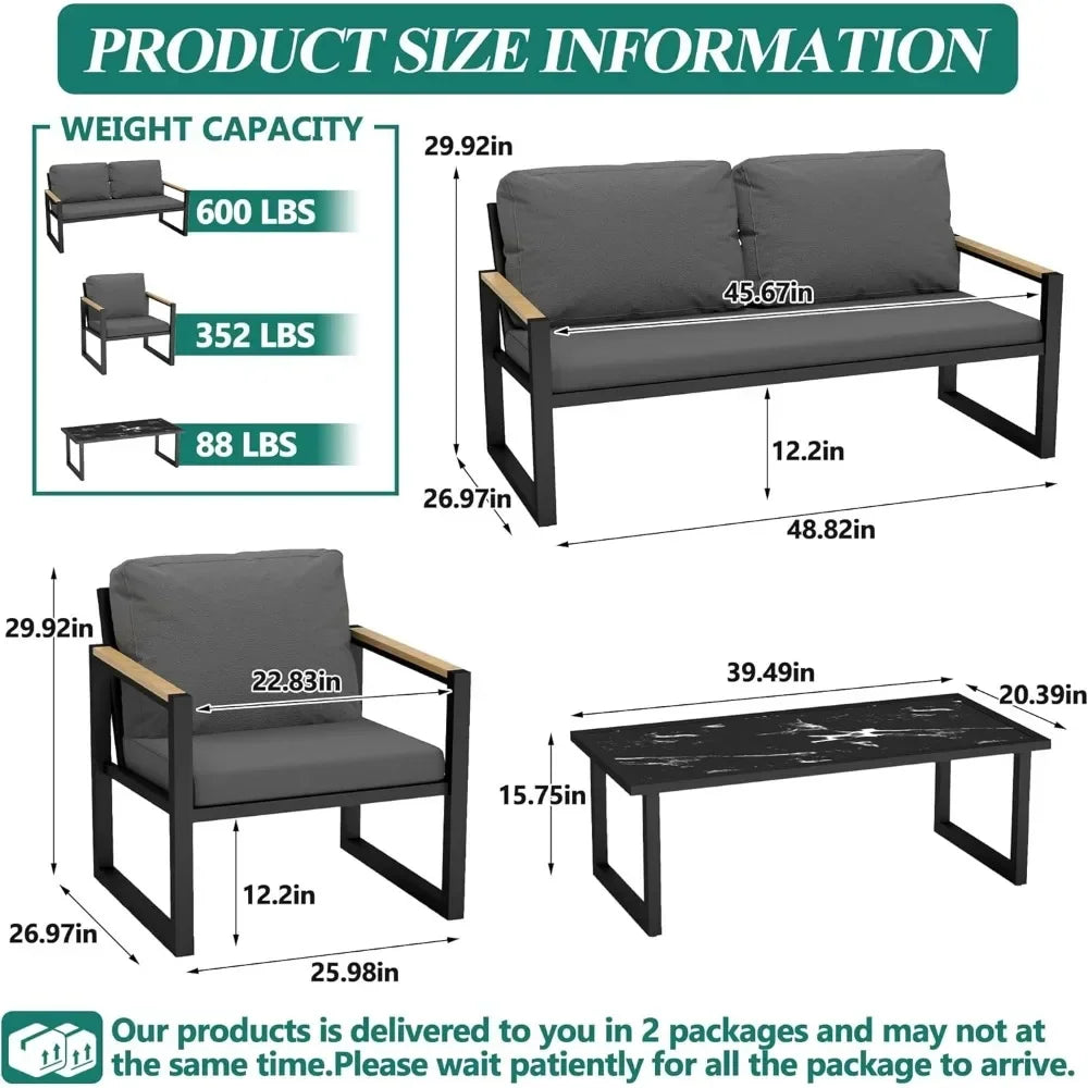 General Use Patio Furniture Set 4 Piece Outdoor Aluminum